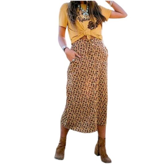 SHOW Me Your MUMU Sharon Skirt Wild West Paisley Midi Button Front Size Small - Picture 1 of 12